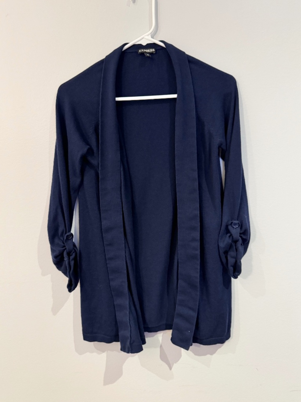 Express Navy Blue 100% Cotton Open Front Cardigan  Medium